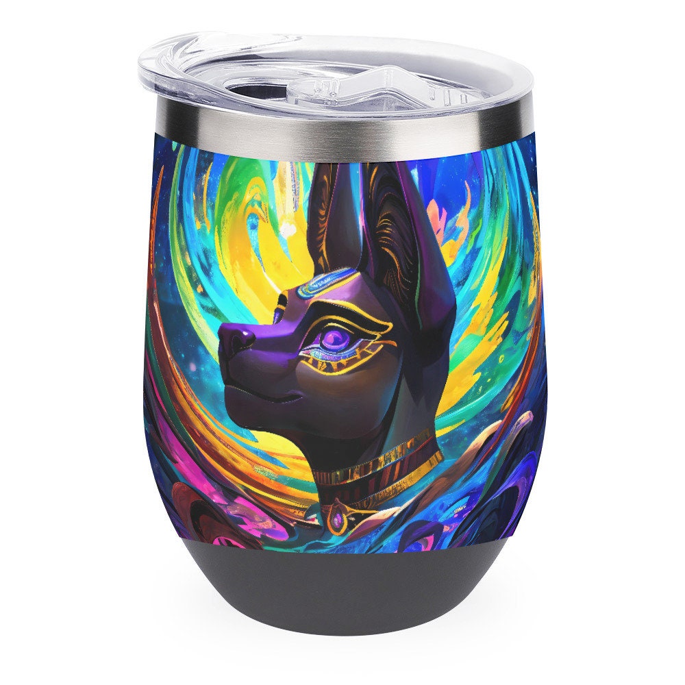 Frontcover Anubis : Coffee To-Go Stainless Steel Insulated Cup Mug Work Thermos Furry Fursona Wolf Anubis Psychedelic Psy Jackal