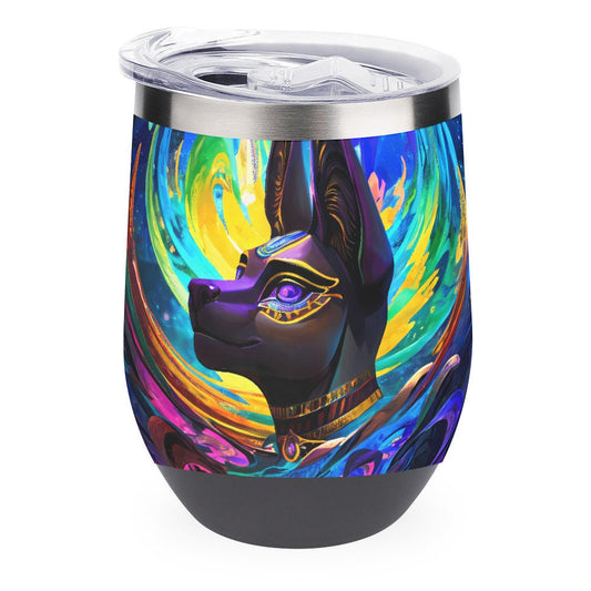 Frontcover Anubis : Coffee To-Go Stainless Steel Insulated Cup Mug Work Thermos Furry Fursona Wolf Anubis Psychedelic Psy Jackal