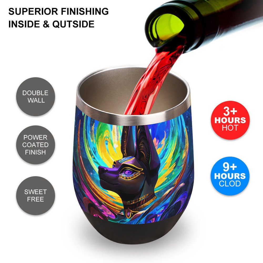 Thermo Double Wall: Coffee To-Go Stainless Steel Insulated Cup Mug Work Thermos Furry Fursona Wolf Anubis Psychedelic Psy Jackal