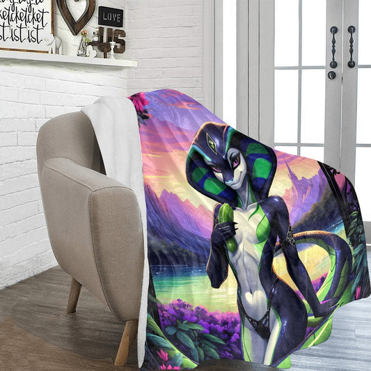 Frontcover : Ultra-soft microfleece blanket furry gothic cobra snake girl sexy bedspread bedspread beach blanket Anthro Hot-Furry and sexy LGBTQ  Pride Furry Fantasy