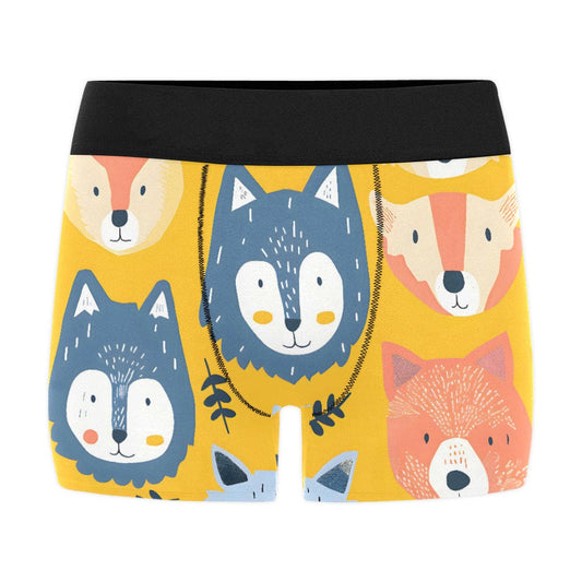 Frontcover Boxer : Men&#39;s Underwear Boxer Shorts Furry Cartoon Wolf Dog Yellow Cartoon Toony Sport All Over Print Boxer Briefs