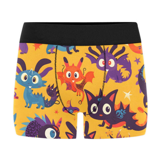 Frontcover : Men&#39;s Underwear Unisex Boxer Shorts Furry Little Dragon Cartoon Sport Yellow Fursona SFW All Over Print Boxer Briefs