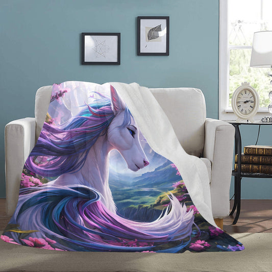 Frontcover : Ultra-soft microfleece blanket Furry Fantasy Therian Pony Horse Epic Pretty Purple Bedspread Bedspread Beach Blanket