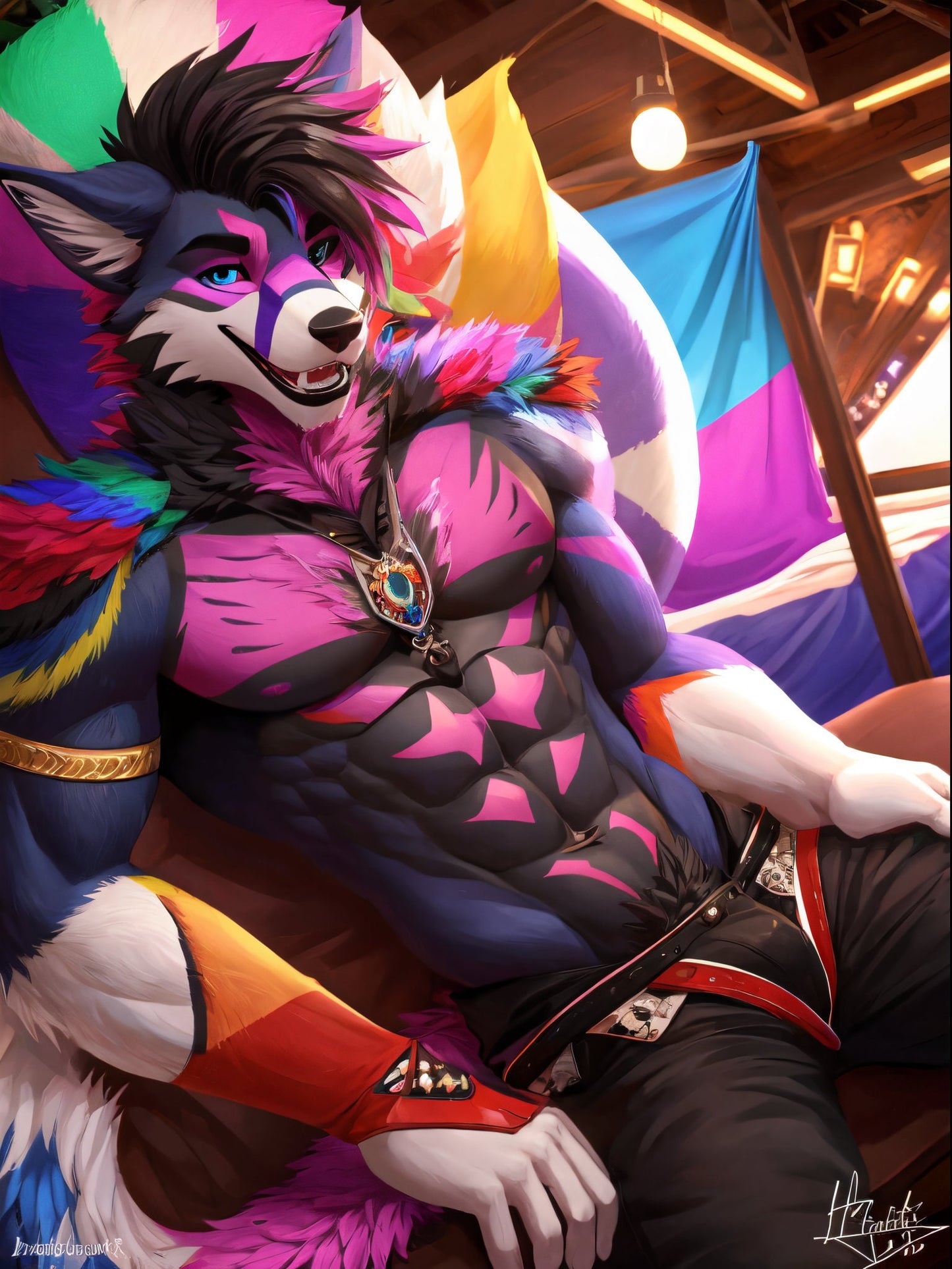 Original Print : blanket, bed, fleece, soft, warm, bedspread, beach, furry, gay, wolf, fursona, dog Anthro Hot-Furry and sexy LGBTQ  Pride Furry Fantasy