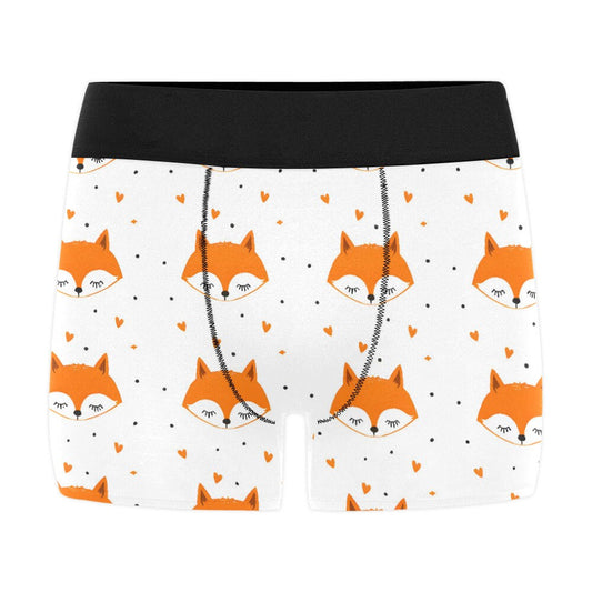 Frontcover : Men&#39;s Underwear Boxer Shorts Furry Lovely Fox Cartoon Simple White Orange Cute Fursona Sport All Over Print Boxer Briefs