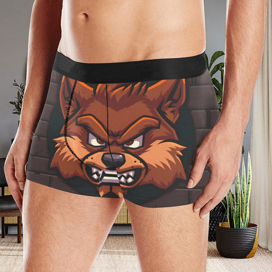 Frontcover : Men&#39;s Unisex Underwear Boxer Shorts Furry Cartoon Wolf Dog Yellow Cartoon Toony Sport All Over Print Boxer Briefs
