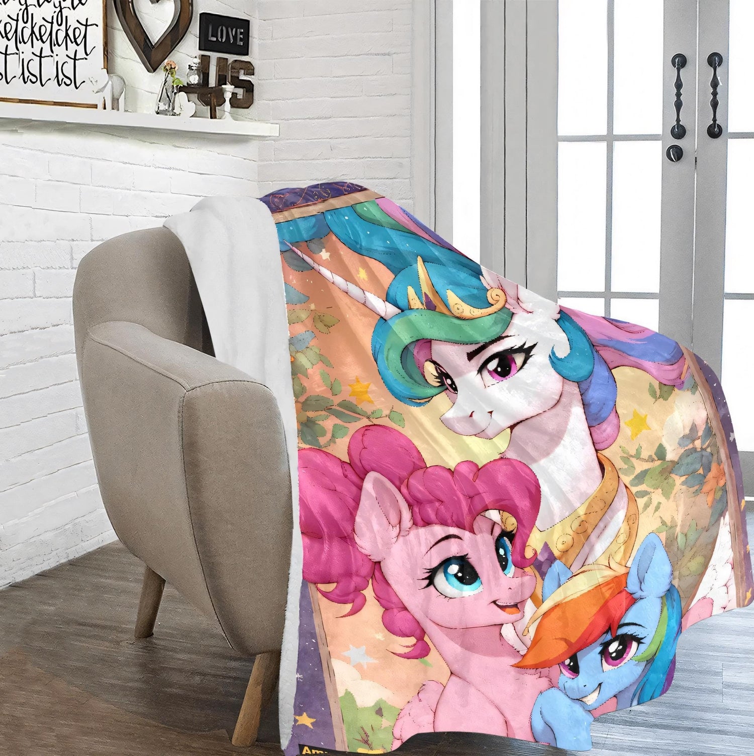 Ultra-soft microfleece blanket MLP My Little Pony Pinkie Pie Rainbow Dash Princess Celestia Furry bedspread bedspread beach blanket