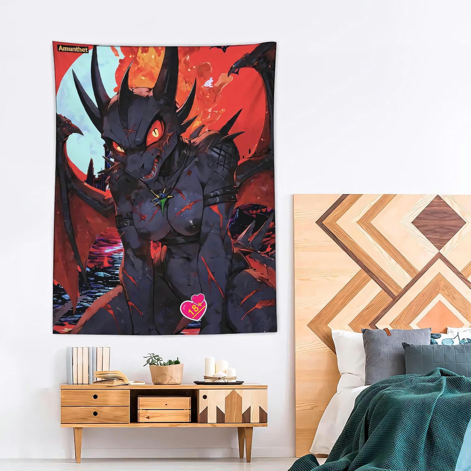 Frontcover Cynder the sexy Dragon as Demonic Succubus : Furry, Gothic, Decor, Hot Furry , Wall Tapestry, Fursona, Occult, Cynder, Dragon, Succubus, Sexy