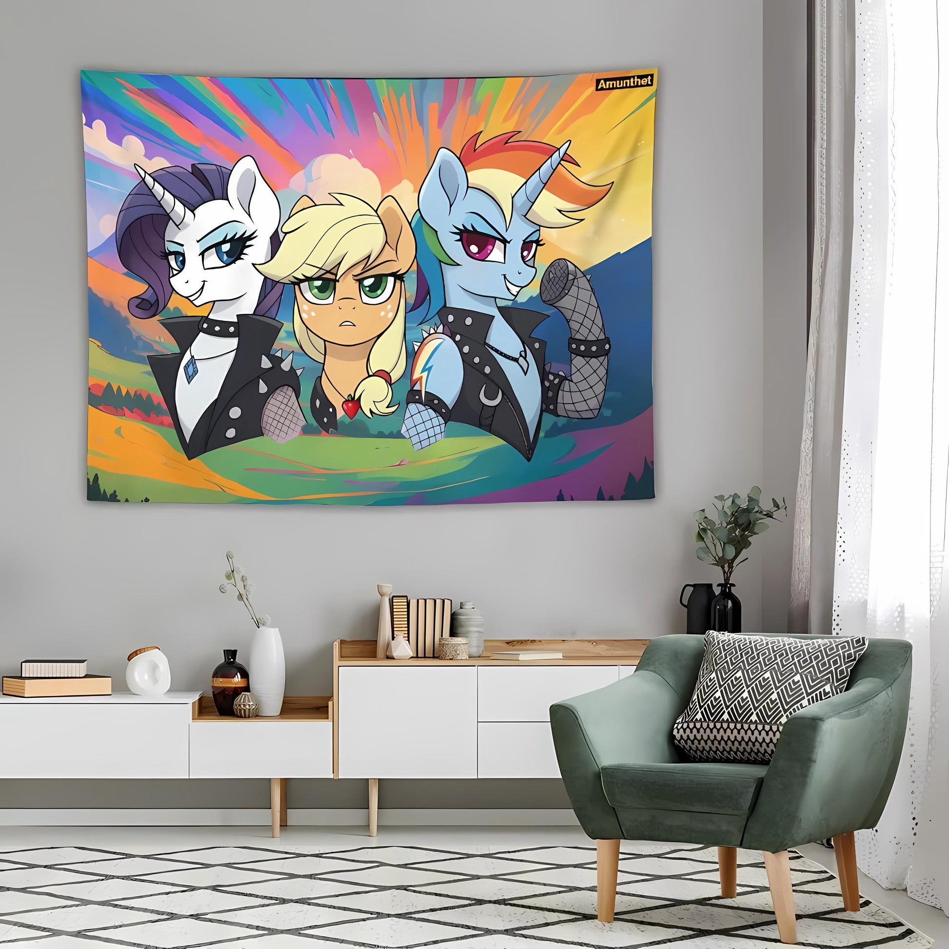 Wohnzimmer Wandtuch : UHD Wandtuch Furry MLP My Little Pony as Gothic Evil Pony Rainbow Dash Rarity Applejack Wandbehang Tapestry Wandteppich Überwurf Bettdecke