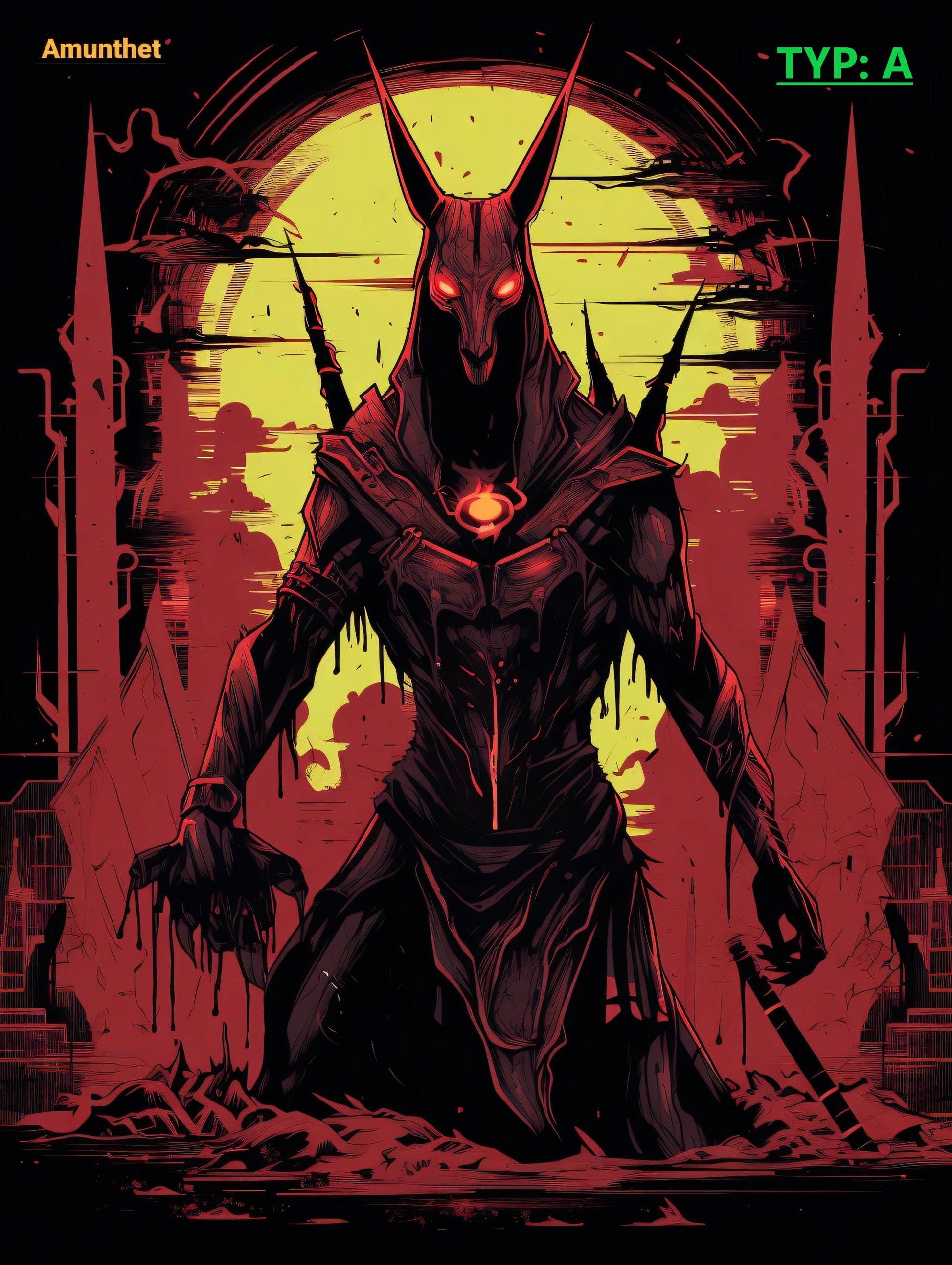 Typ A : UHD Wall Tapestry Gothic Furry Dark Art Occult Demon Jackal Satan Anubis Wall Hanging Tapestry Throw Blanket Demon
