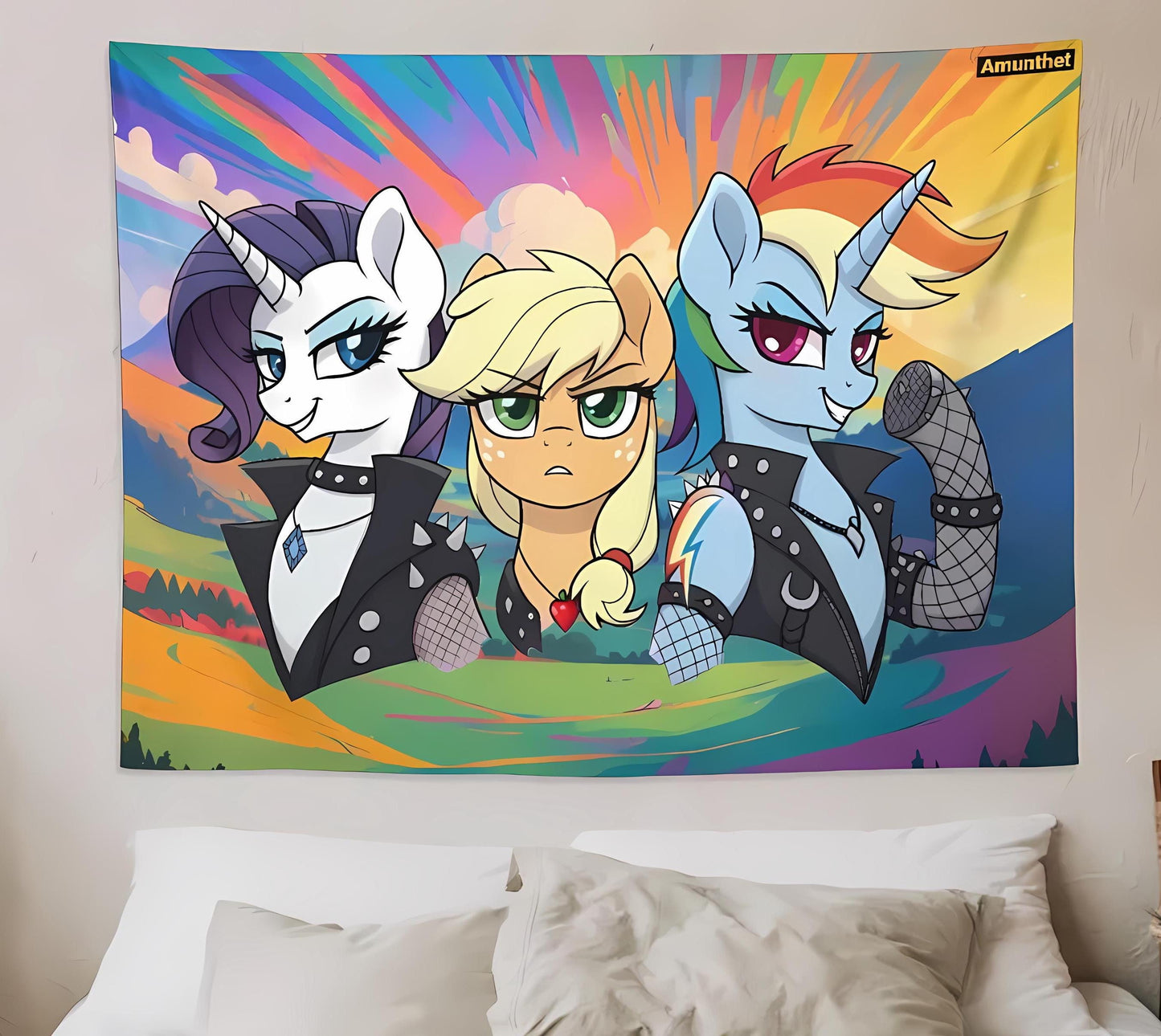 Frontcover MLP : Furry, Gothic, decoration, tapestry, fursona, mlp, My Little Pony, Rainbow Dash, Applejack, Rarity, Pony, wall hanging, Punk