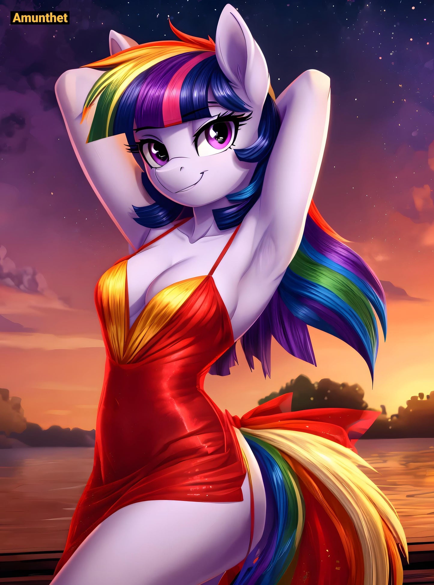 Typ-B : UHD Wandtuch Furry My Little Pony Rainbow Dash Cross-Morph Twilight Sparkle Sexy MLP Wandbehang Tapestry Wandteppich Überwurf Porträt Hot-Furry-Girl