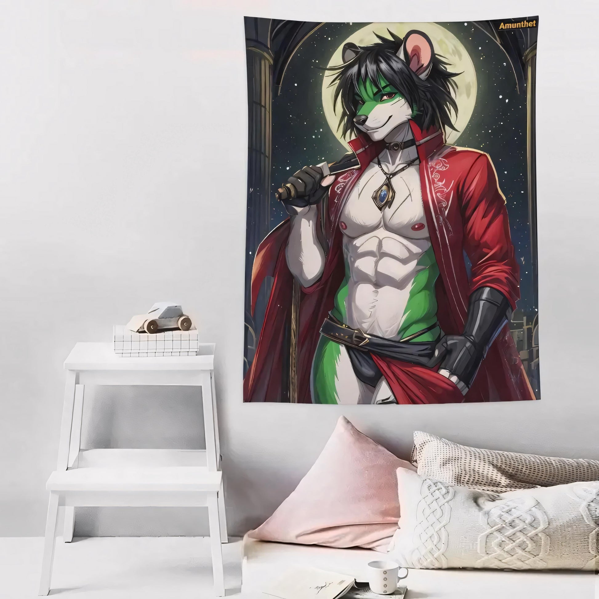 Typ-A : UHD Tapestry Green Rat Masculine Gay Furry Männlich Fursona Pelzig Wandbehang Tapestry Wandteppich Überwurf Bettdecke LGBTQ Yiff Furry Male Wall Hanging Tapestry Wall Rug Throw Blanket UHD Wandtuch Grüne Ratte maskulin Gay sexy yiff
