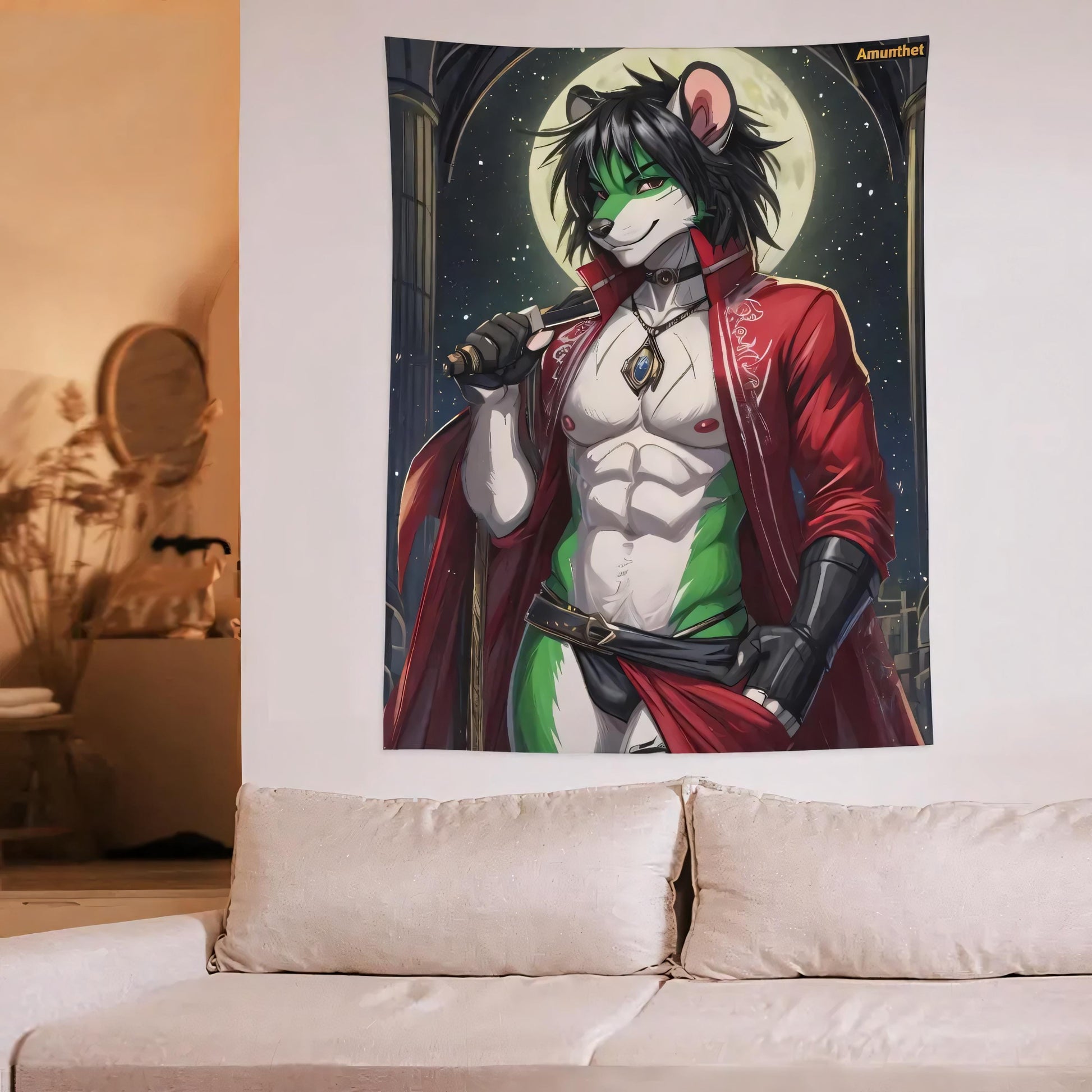 Typ-A : UHD Tapestry Green Rat Masculine Gay Furry Male Wall Hanging Tapestry Wall Rug Throw Blanket UHD Wandtuch Grüne Ratte maskulin Gay sexy Furry-Art Anthro Hot-Furry and sexy LGBTQ Pride Furry Fantasy Adult-Art Furry Männlich Fursona Pelzig Wandbehang Tapestry Wandteppich Überwurf Bettdecke LGBTQ