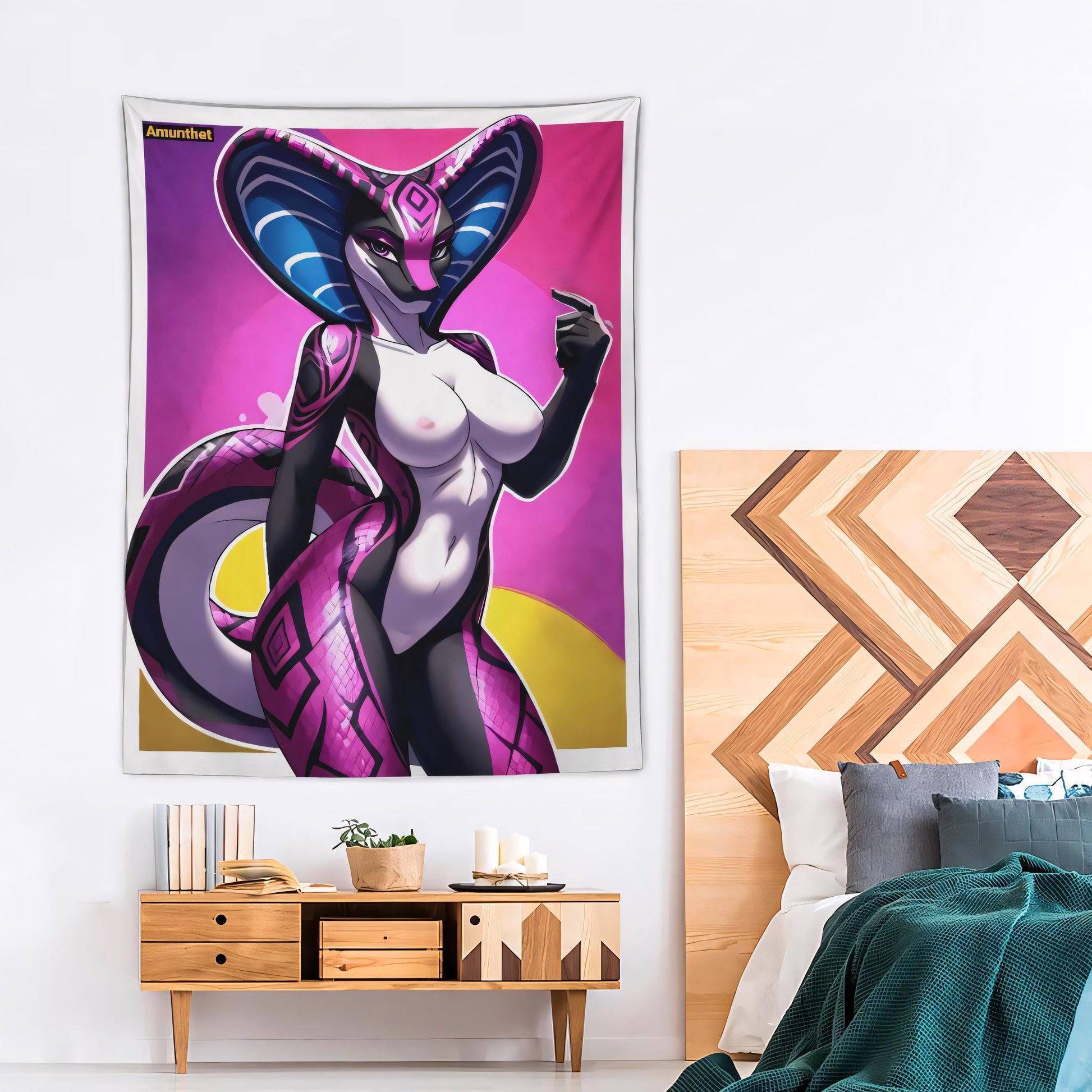 UHD wall tapestry fursona furry cobra snake female NSFW 18+ sexy carpet throw blanket UHD Wandtuch Fursona Furry Cobra Schlange sexy weiblich Pride 18+ Popart Potrait Lila pop art portrait wall hanging tapestry wall Furry-Art Anthro Hot-Furry and sexy LGBTQ Pride Furry Fantasy