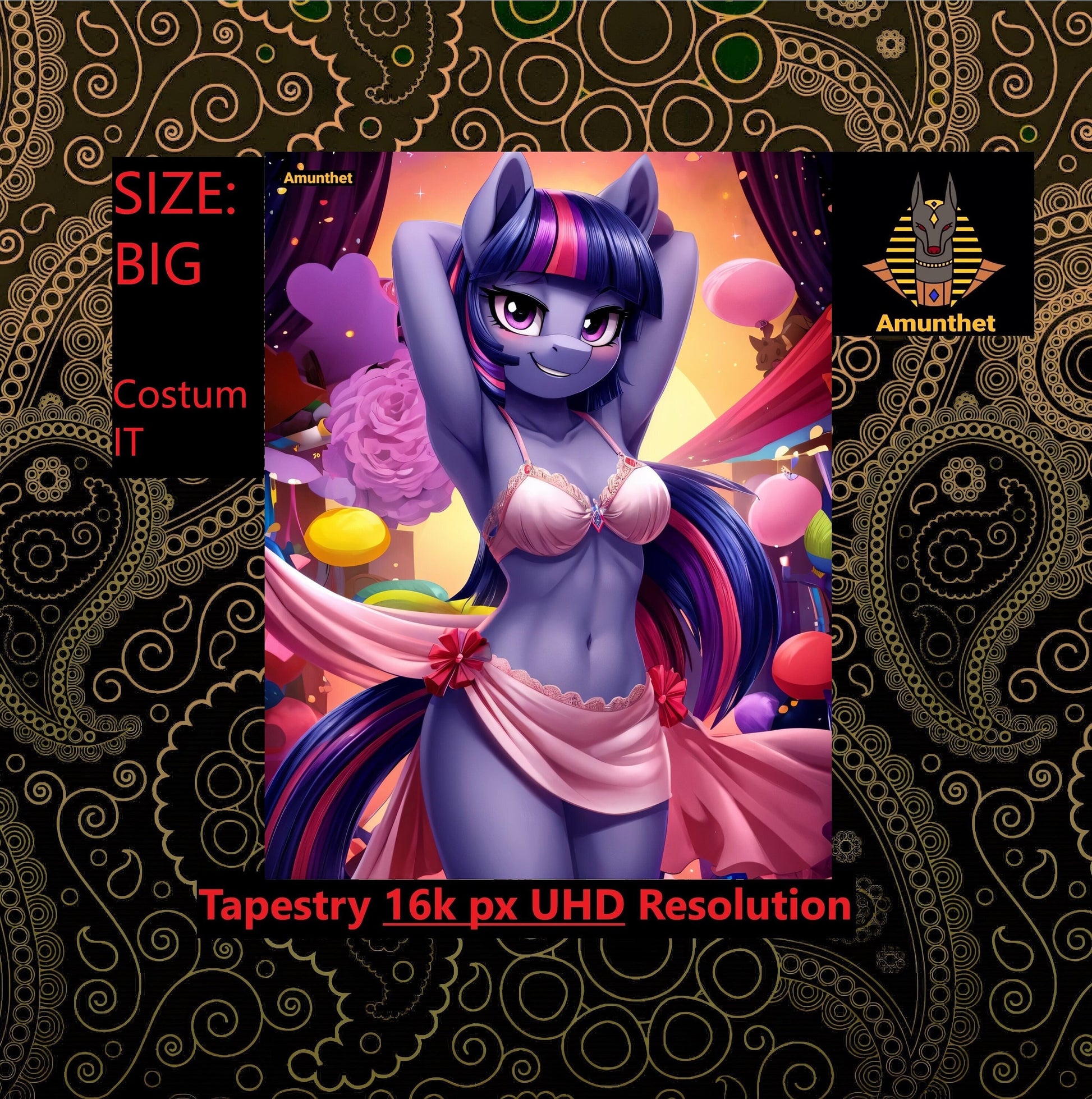 Frontcover : UHD Tapestry Wall Cloth Pony My Little Brony Furry MLP SFW Sweet Pink Purple Fursona Sexy Horse decor Wall Hanging Throw UHD Wandtuch Pony Little Brony Furry sexy SFW Süß Pink Lila Fursona sexy Tapestry Wandteppich LGBTQ sexy Furry-Art Anthro Hot-Furry and sexy LGBTQ Pride Furry Fantasy