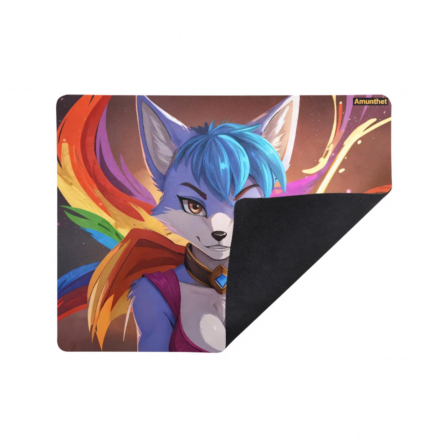Gaming Mousepad Customizable PC Furry Crystal Fox Blue Pc Furry Crystal Fox Blau Fuchs Starfox Regenbogen Pride SFW Fursona fox Starfox Rainbow Pride SFW Mauspad Gaming Personalisierbar
