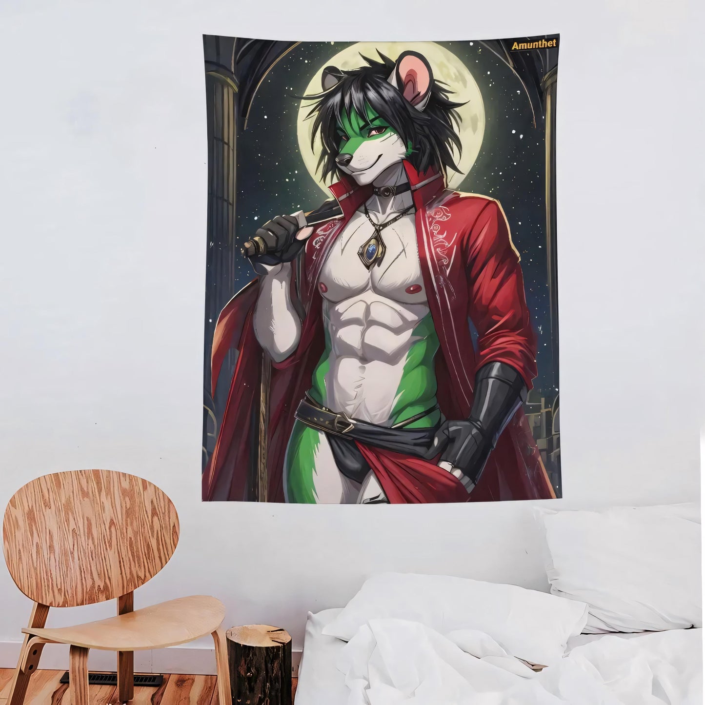 Typ-A : UHD Tapestry Green Rat Masculine yiff Furry Männlich Fursona Pelzig Wandbehang Tapestry Wandteppich Überwurf Bettdecke LGBTQ Gay Yiff Furry Male Wall Hanging Tapestry Wall Rug Throw Blanket UHD Wandtuch Grüne Ratte maskulin Gay sexy