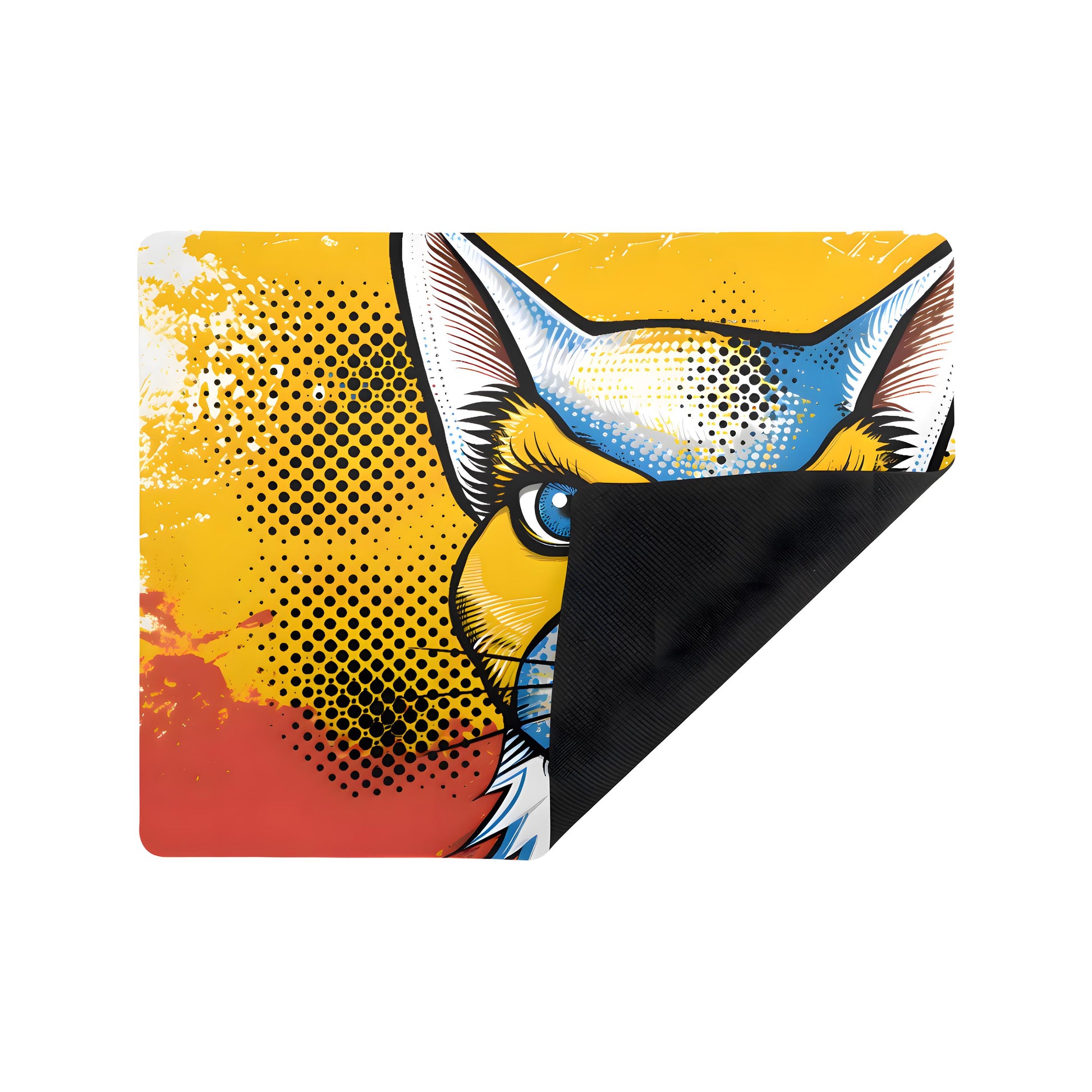 Customizable Mouse Pad, Mouse, PC, Computer, Electronics, Furry, Yellow, Red, Wolf, Polyester,  Mousepad, Mouse, PC, Computer, Electronics, Furry, Yellow, Red, Wolf, Polyester, Dog, Fursona, Customizable Dog, Fursona Mauspad Gaming Personalisierbar Pc Furry Hund Wolf Welpe Puppy Zocken SFW Popart Gelb Rot