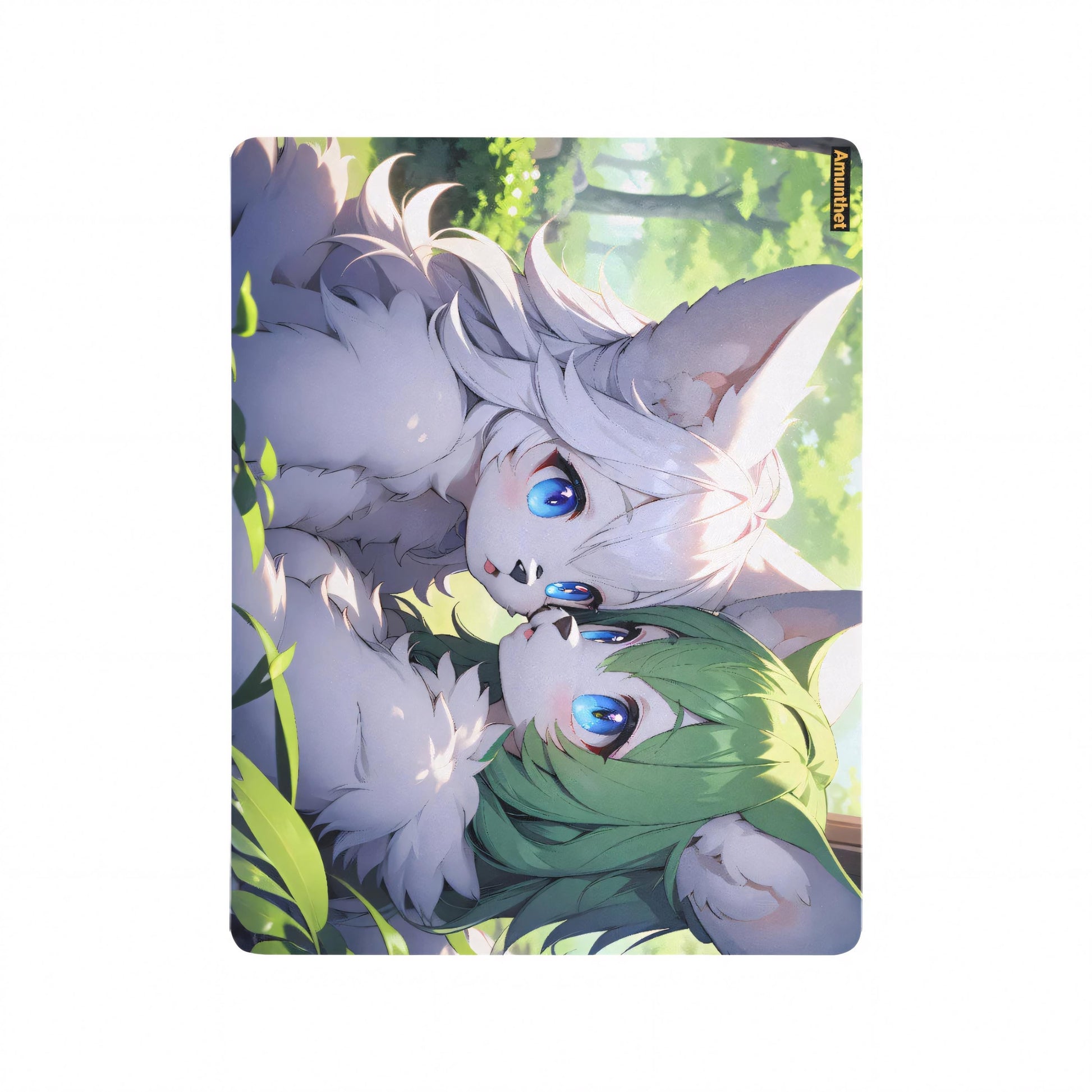 Mouse pad mouse PC computer electronics, furry pride,customizable anime female neko waifu Mauspad Gaming Personalisierbar Pc Furry Anime Girls SFW Weiß Grün Neko Fursona pelzig LGBTQ