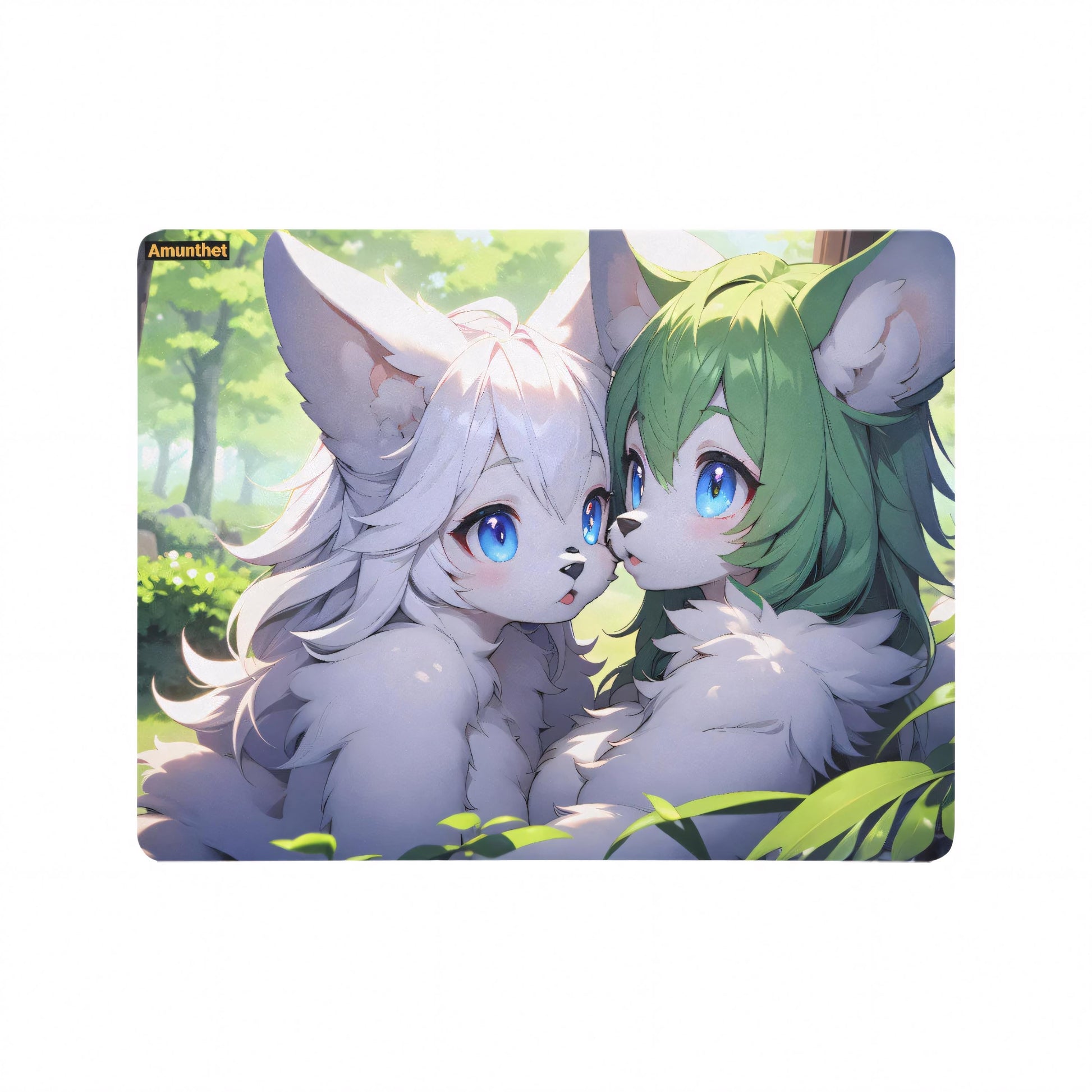 Anime Girls SFW Weiß Grün Neko Fursona pelzig LGBTQ Mouse pad mouse PC computer electronics, furry pride,customizable anime female neko waifu Mauspad Gaming Personalisierbar Pc Furry