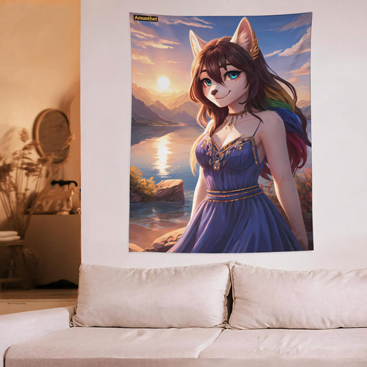 Fuchs, Canine, Hübsch, landschaft, Blau weiß Furry, AI Art, Decor, Tapestry, Rainbow, Female, SFW, Fox, Canine, Beautiful, Landscape, Blue White UHD Wall Cloth Furry Anime Girl Rainbow Cute Female Fox SFW Wall Hanging Tapestry Tapestry BedspreadUHD Wandtuch  Furry Anime Girl Regenbogen Süß Weiblich Fuchs Pride SFW Wandbehang Tapestry Wandteppich Überwurf Bettdecke Furry, Ai Art, deko, wandtuch, tapestry, Regenbogen, weiblich, SFW,