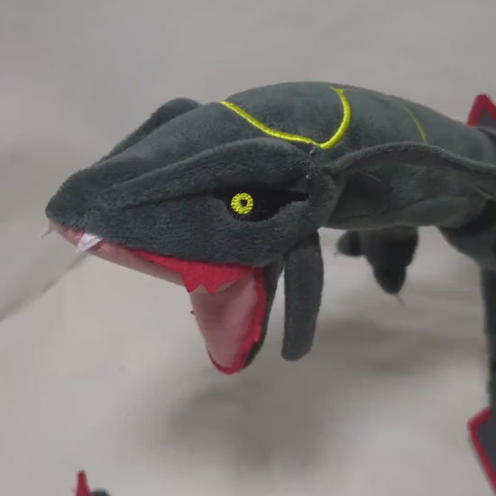 80 cm Rayquaza Lie Kong Sitting Sky Dragon Crack Sitting Green Dragon Black Dragon Skeleton Shaped Plush Doll Adorable Pocket Monster Plush
